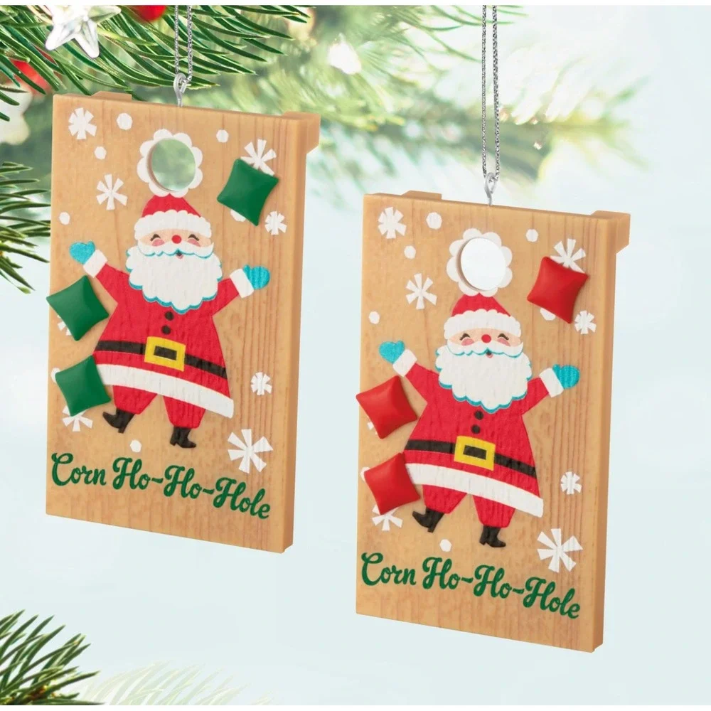 Hallmark Keepsake 2025‎ Corn Ho-Ho-Hole Santa Cornhole Ornaments Set of 2 NEW